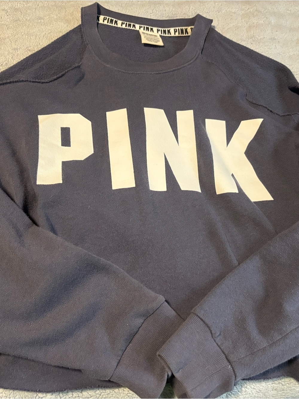 Victoria's Secret PINK Navy Crewneck with White Logo